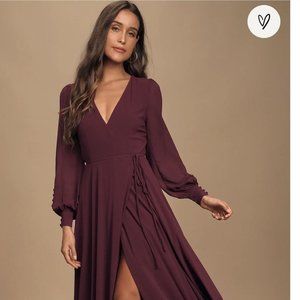 Lulus My Whole Heart Plum Long Sleeve Wrap Dress
